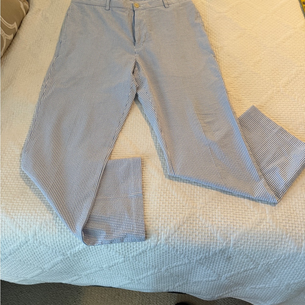 Vineyard Vines Men's Blue and White Striped Chinos